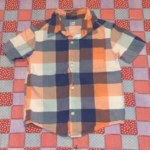 Child of Mine Orange and Blue Plaid Button Down Shirt